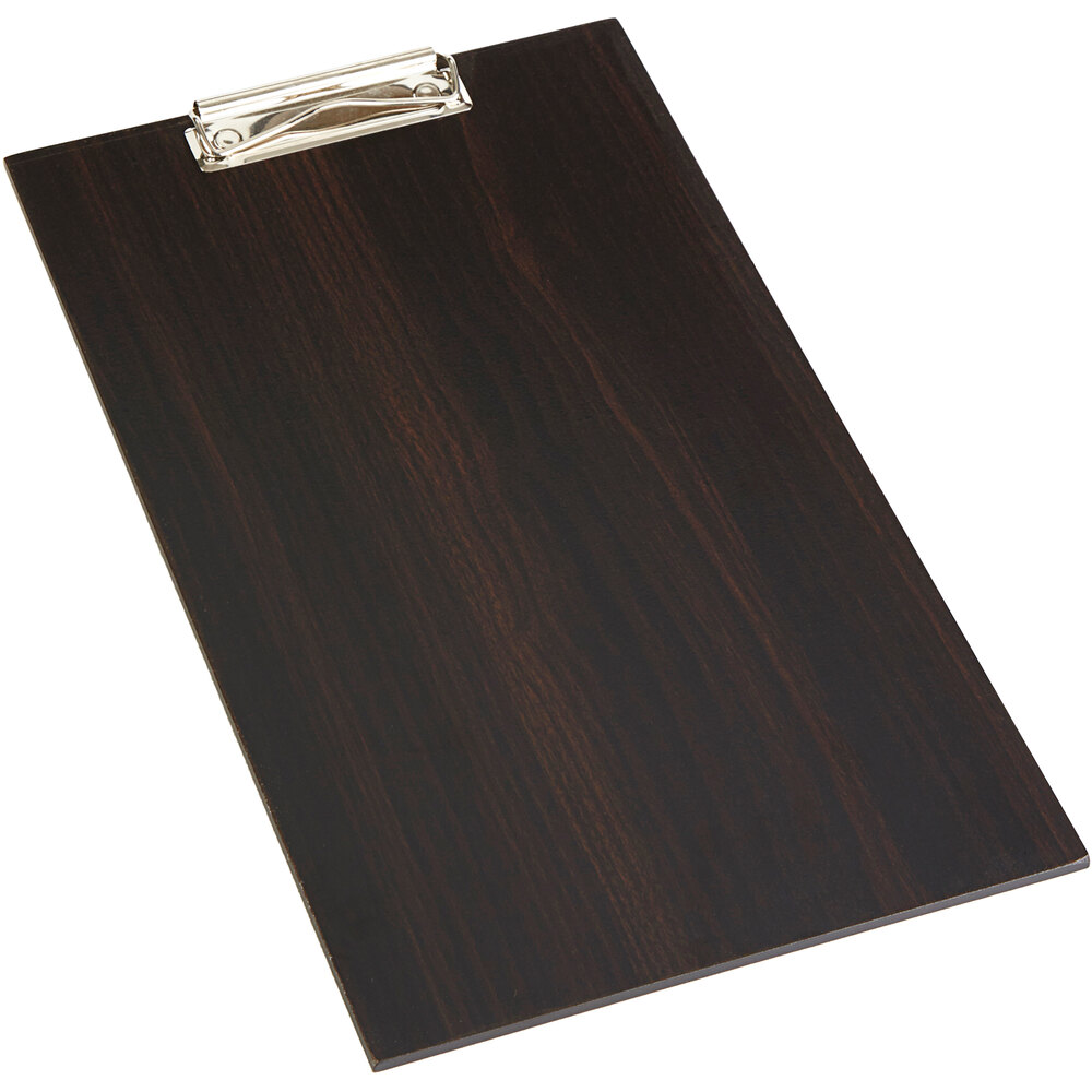 American Metalcraft CB15 9" x 15 1/2" Espresso Wood Clipboard Menu Holder