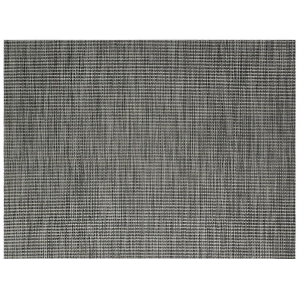 Front of the House XPM028BKV83 Metroweave 16" x 12" Black Tweed Woven Vinyl Rectangle Placemat - 12/Pack