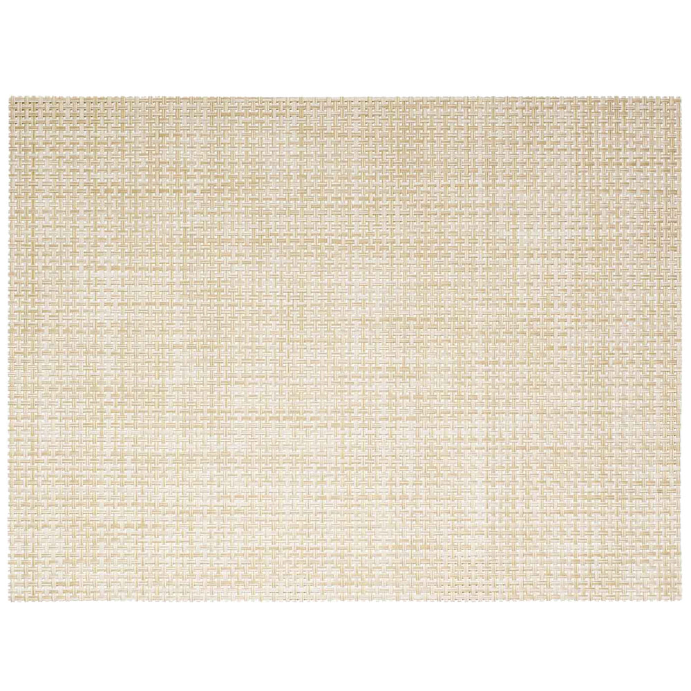 Front of the House XPM047NAV83 Metroweave 16" x 12" Natural Basketweave Woven Vinyl Rectangle Placemat - 12/Pack