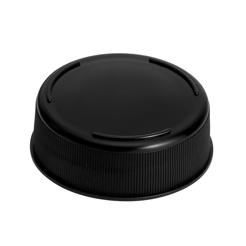 Tablecraft 63FCAPBK Solid Black End Cap for Inverted or Squeeze Bottles with a 63 mm Opening - 12/Pack