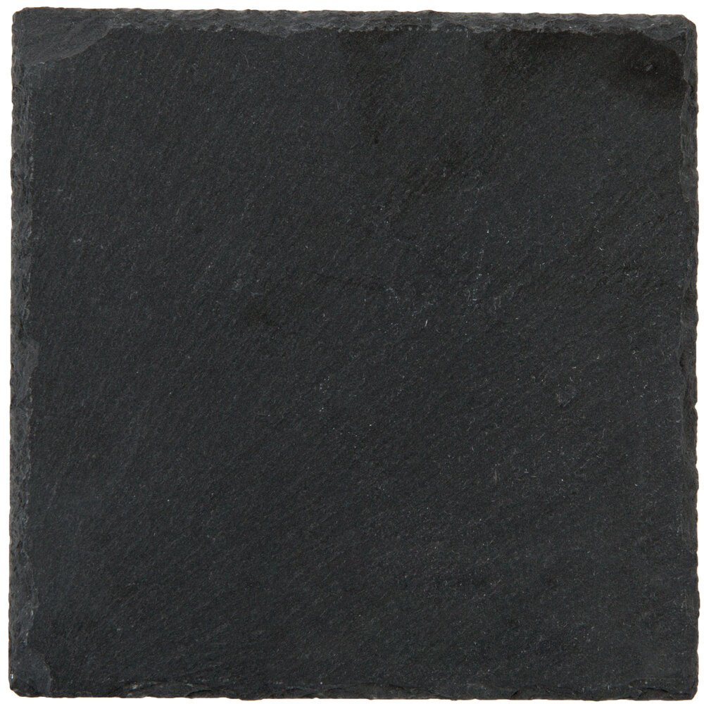Acopa 5" Square Black Slate Appetizer / Tasting Plate with Soapstone Chalk - 36/Case