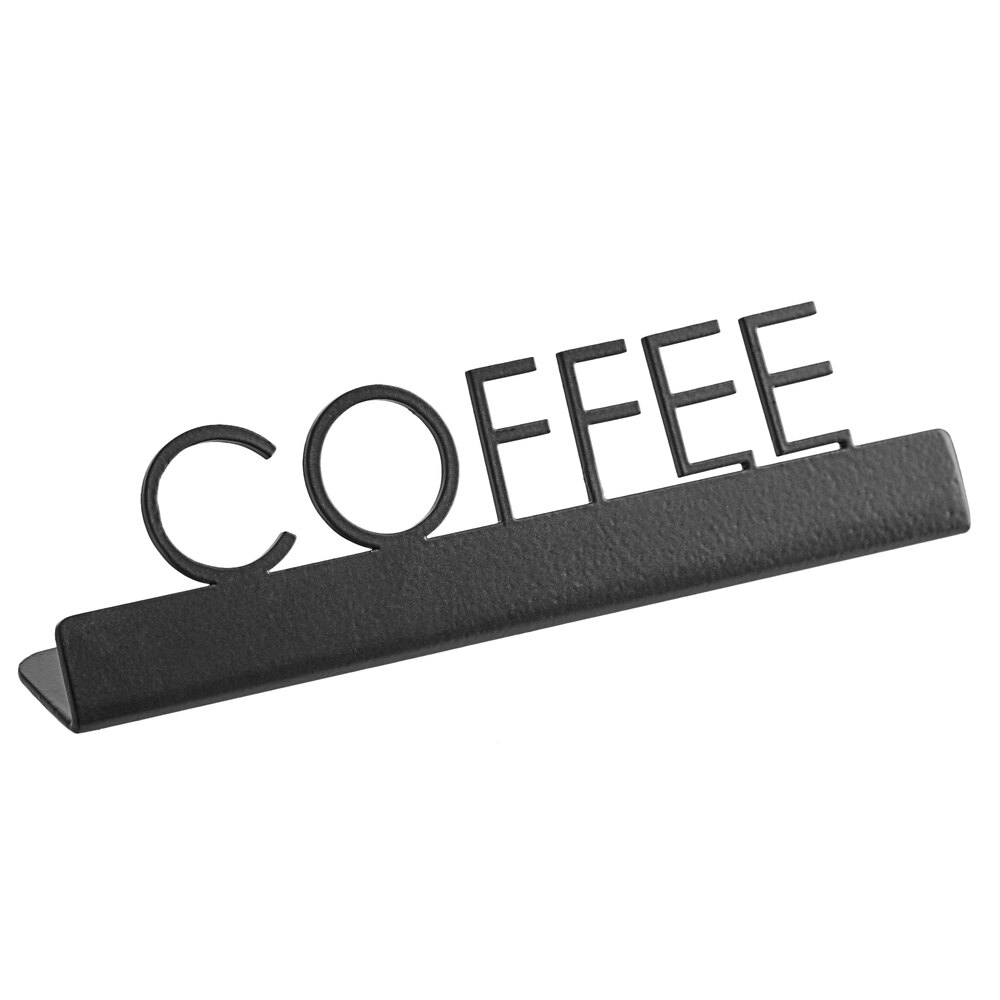 American Metalcraft SBC5 5" x 3/4" x 1 1/2" Black Laser-Cut Tabletop Sign with "Coffee" Print