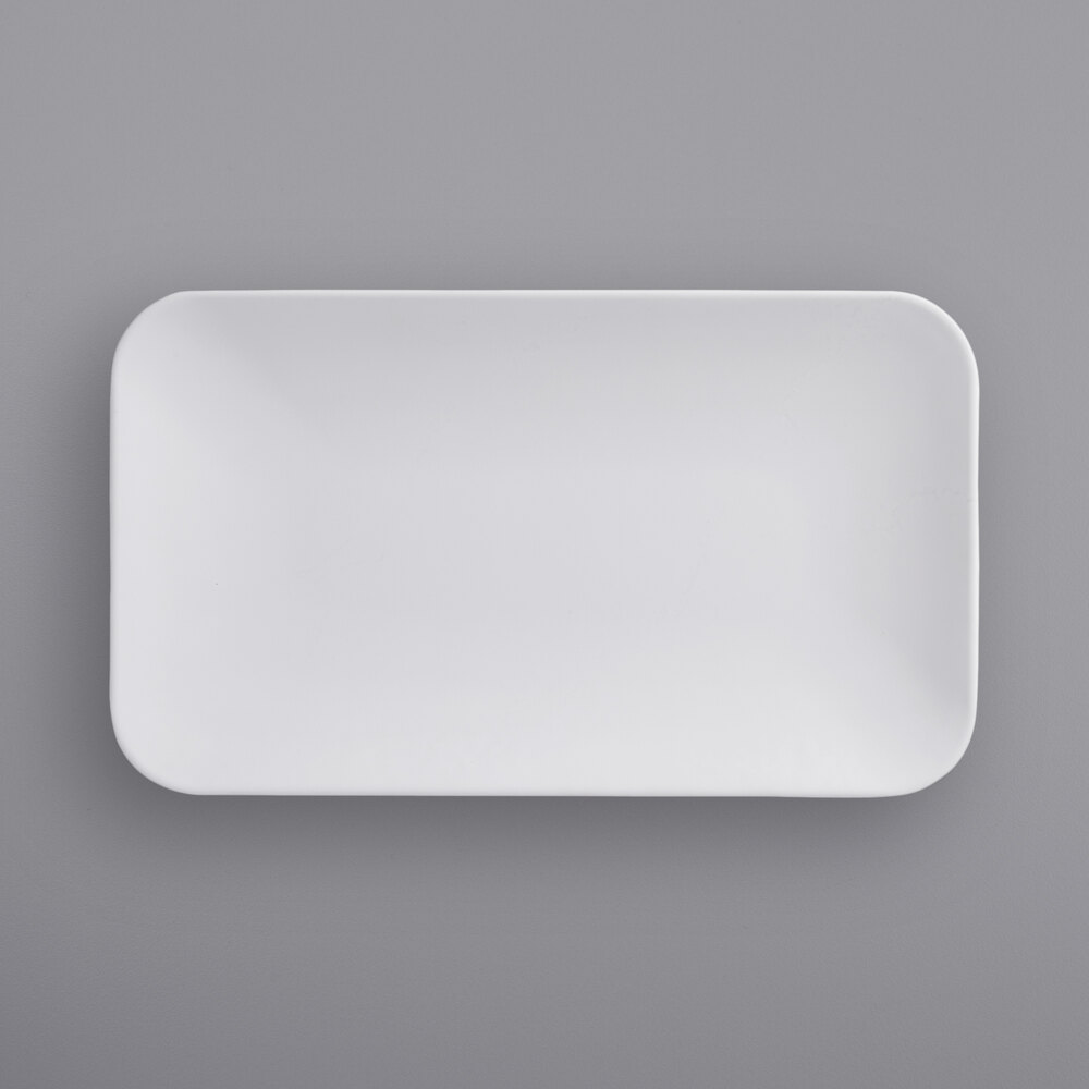 American Metalcraft MCP12WH Mix & Matte 12" x 7" Matte White Rectangular Melamine Platter