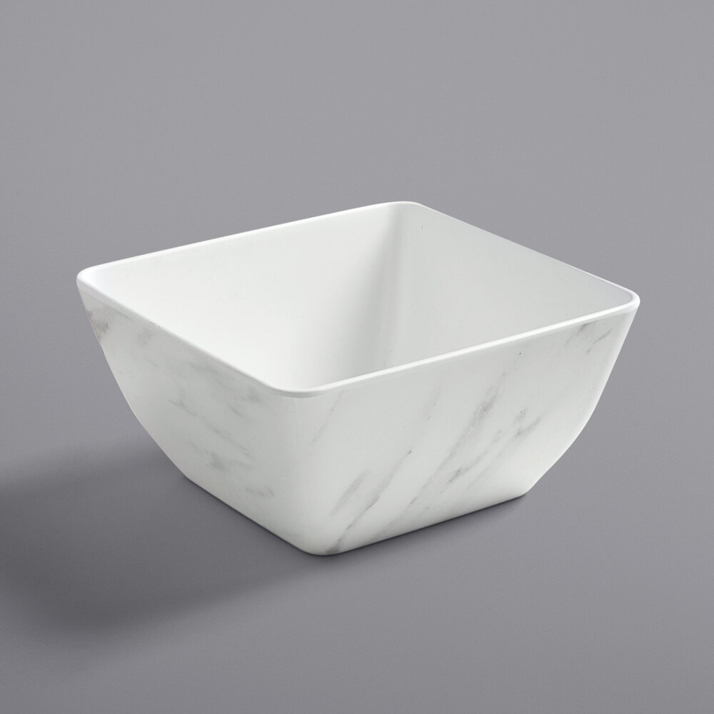 American Metalcraft MWMSQ7 54 oz. White Marble Square Melamine Bowl