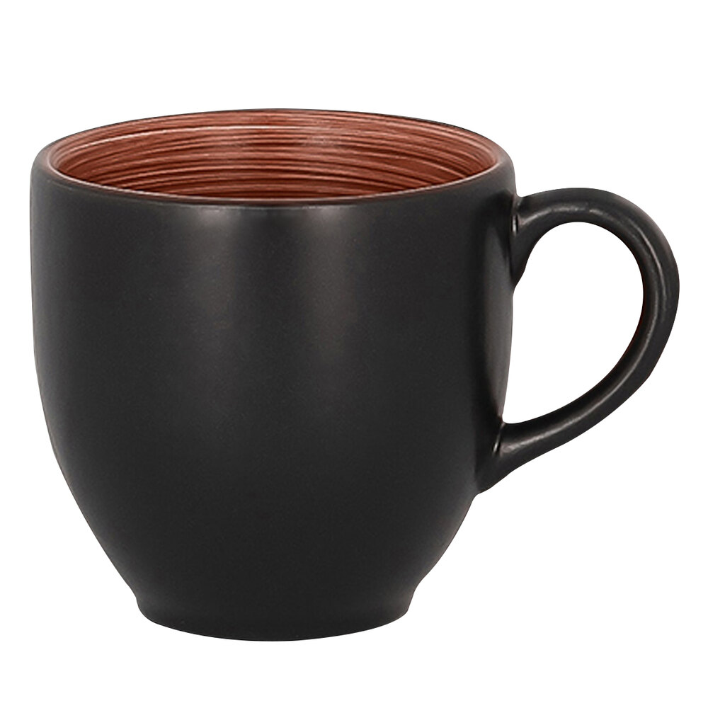 RAK Porcelain TRCLCU09BW Trinidad 3.05 oz. Walnut and Black Porcelain Cup - 12/Case