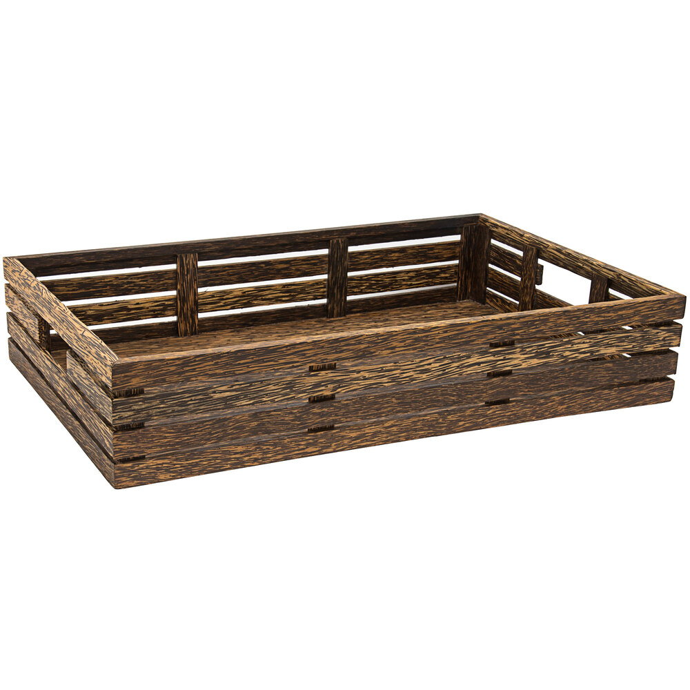Front of the House BHO064PWW20 21" x 13" x 3 3/4" Palm Wood Shallow Rectangular Basket