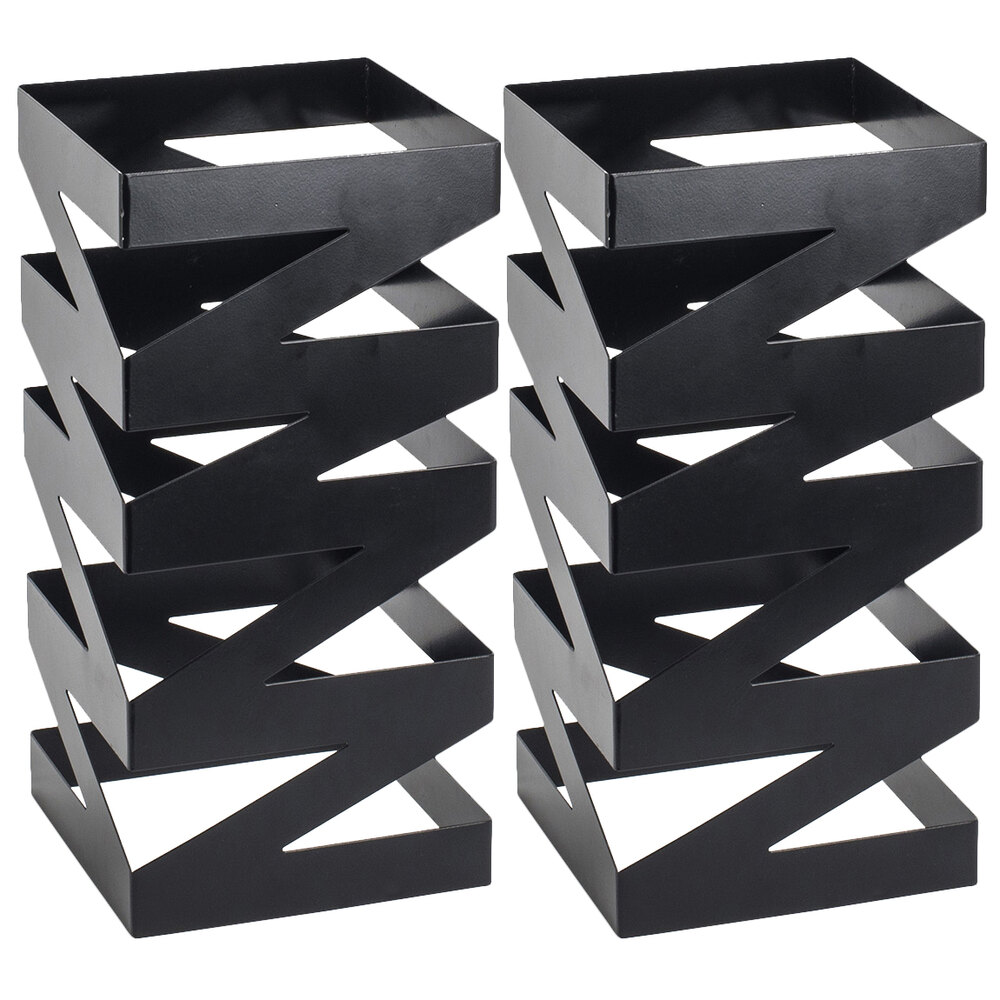 Front of the House BRI013BKI28 Zig Zag 13" Matte Black Stainless Steel Square Riser - 2/Set