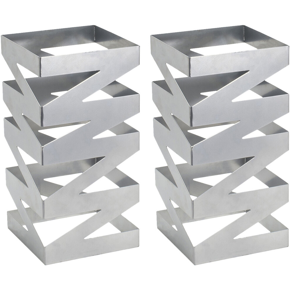 Front of the House BRI013SII28 Zig Zag 13" Stainless Steel Square Riser - 2/Set
