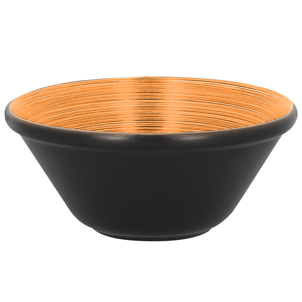 RAK Porcelain TRBASB16BC Trinidad 20.3 oz. Cedar and Black Stackable Porcelain Bowl - 12/Case