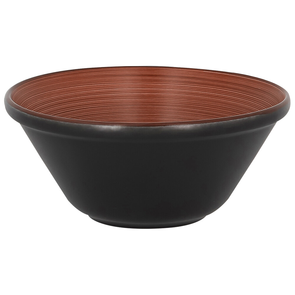 RAK Porcelain TRBASB16BW Trinidad 20.3 oz. Walnut and Black Stackable Porcelain Bowl - 12/Case