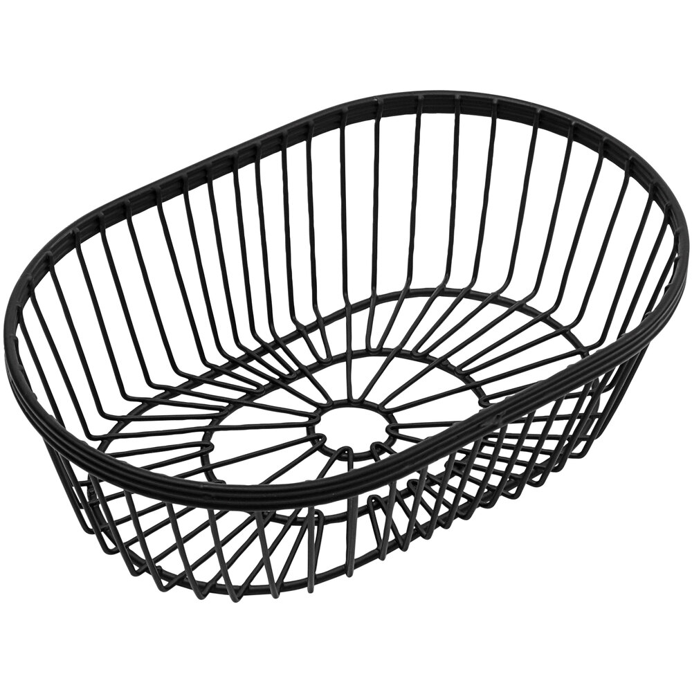 American Metalcraft WBBV90 Black Oval Wire Basket - 9" x 2 3/4"