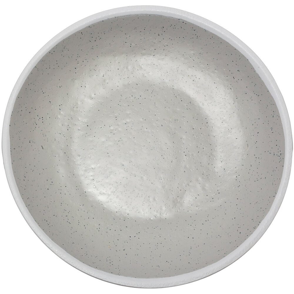 GET P-100-DVG Pottery Market 1 Qt. Glazed Grey Melamine Serving Bowl with White Trim - 12/Case
