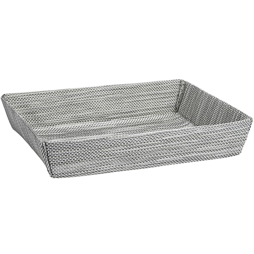 Front of the House BBK047GYV22 Metroweave 11" x 8" x 2" Gray Mesh Woven Vinyl Basket - 6/Case