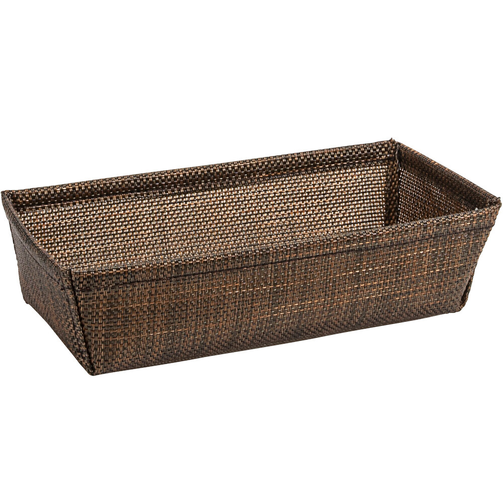 Front of the House RBA005COV22 Metroweave 7 1/2" x 4 1/4" x 2" Copper Mesh Woven Vinyl Basket - 6/Case