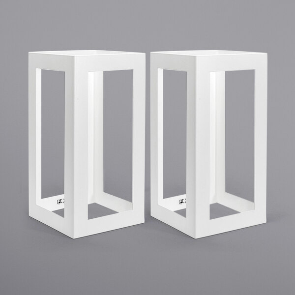 Front of the House BRI014WHI28 13" White Stainless Steel Square Riser - 2/Set