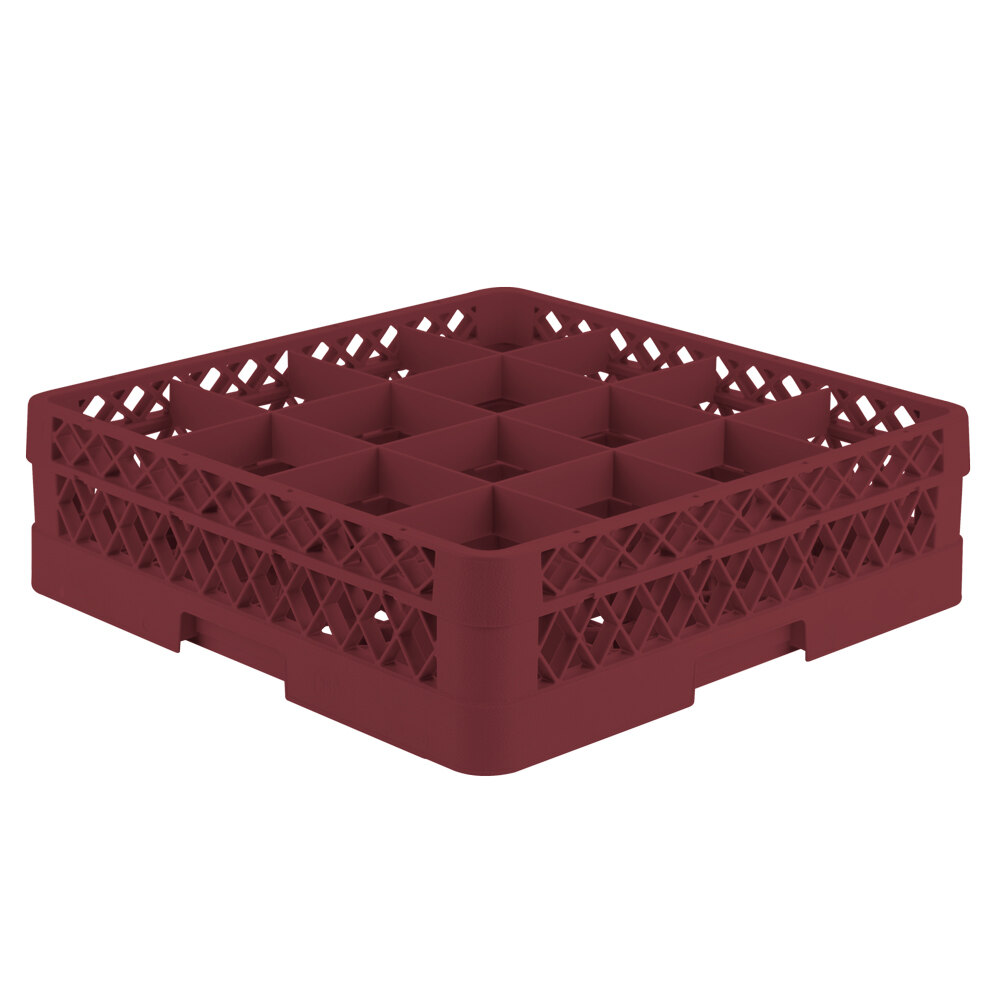 Vollrath TR8D Traex® Full-Size Burgundy 16-Compartment 4 13/16" Glass Rack