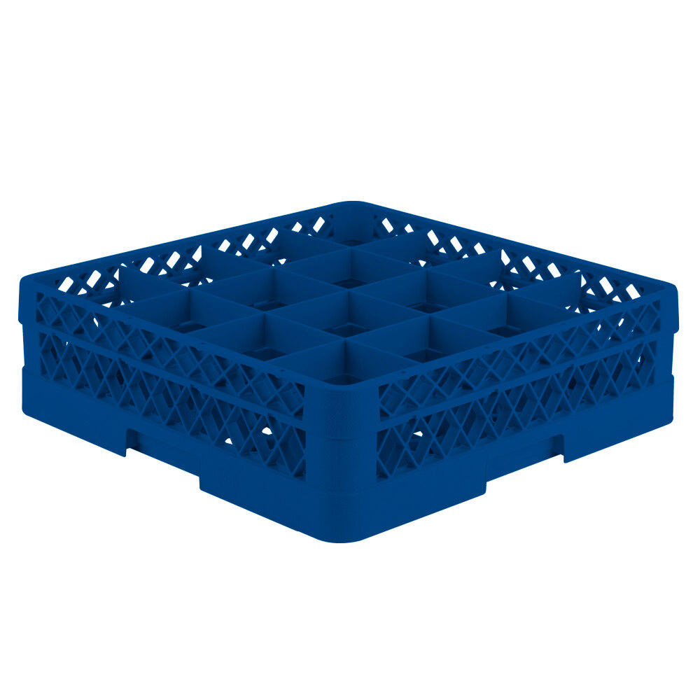 Vollrath TR8D Traex® Full-Size Royal Blue 16-Compartment 4 13/16" Glass Rack