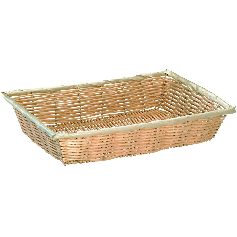 Tablecraft 1187W 10 1/4" x 7 1/2" x 2 3/4" Rectangle Natural-Colored Polypropylene Basket - 12/Pack
