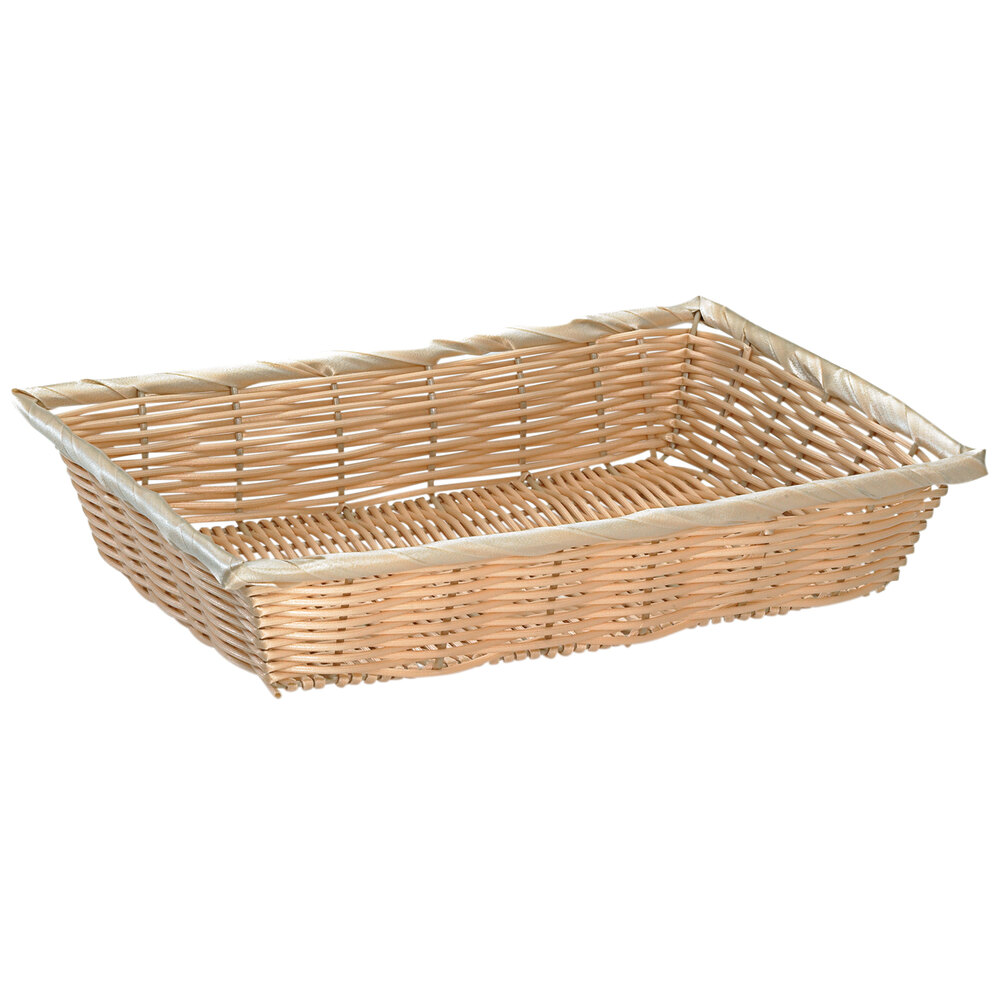 Tablecraft 1192W 18" x 12 1/4" x 3" Rectangle Natural-Colored Polypropylene Basket - 6/Pack