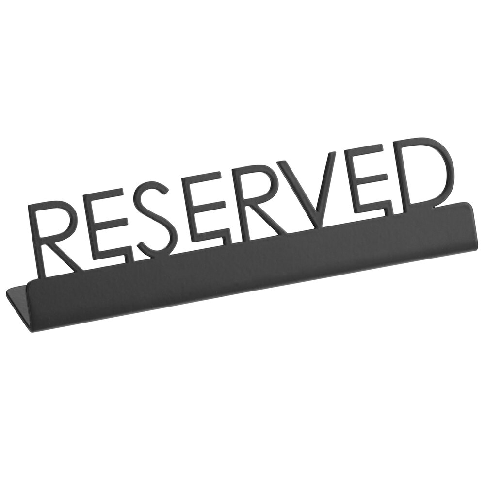 American Metalcraft SBR5 5" x 3/4" x 1 1/2" Black Laser-Cut Tabletop Sign with "Reserved" Print