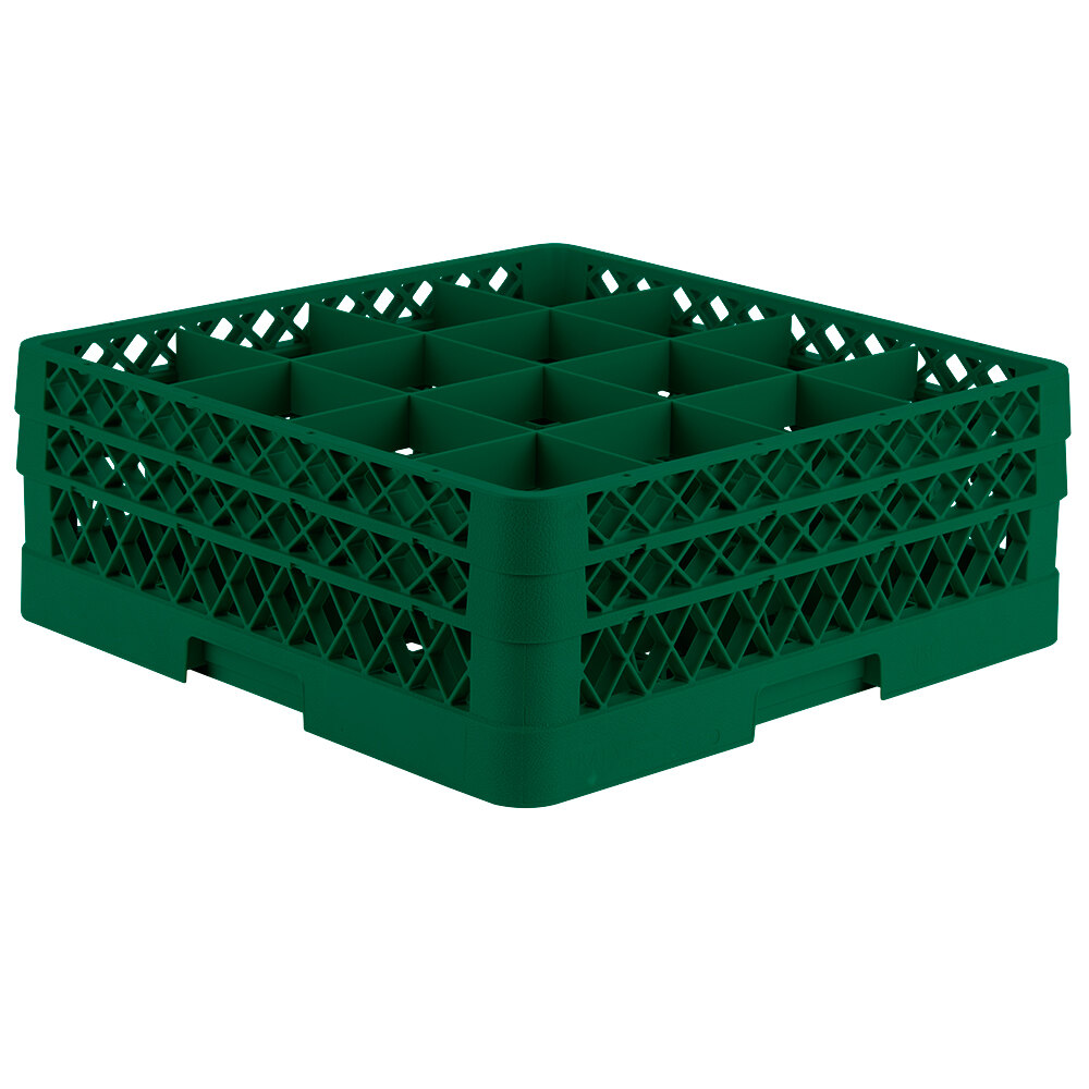 Vollrath TR8DD Traex® Full-Size Green 16-Compartment 6 3/8" Glass Rack
