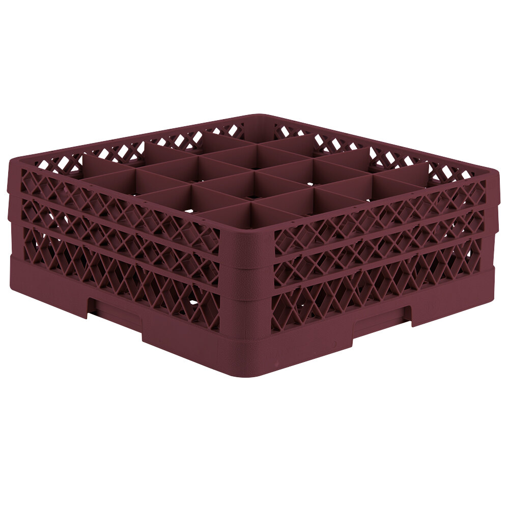 Vollrath TR8DD Traex® Full-Size Burgundy 16-Compartment 6 3/8" Glass Rack
