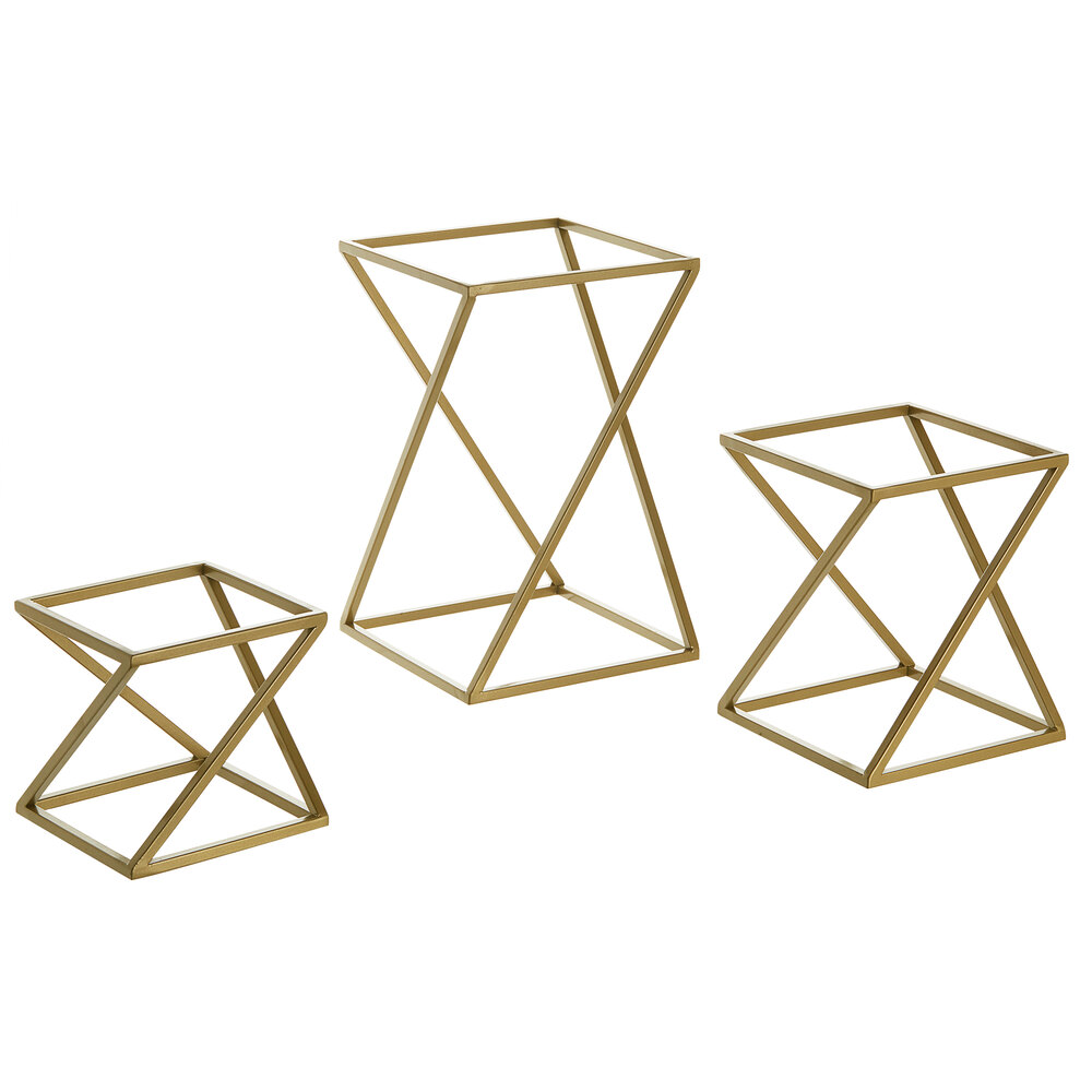 Front of the House BRI005GOI28 Twist 3-Piece Matte Brass Stainless Steel Riser Set