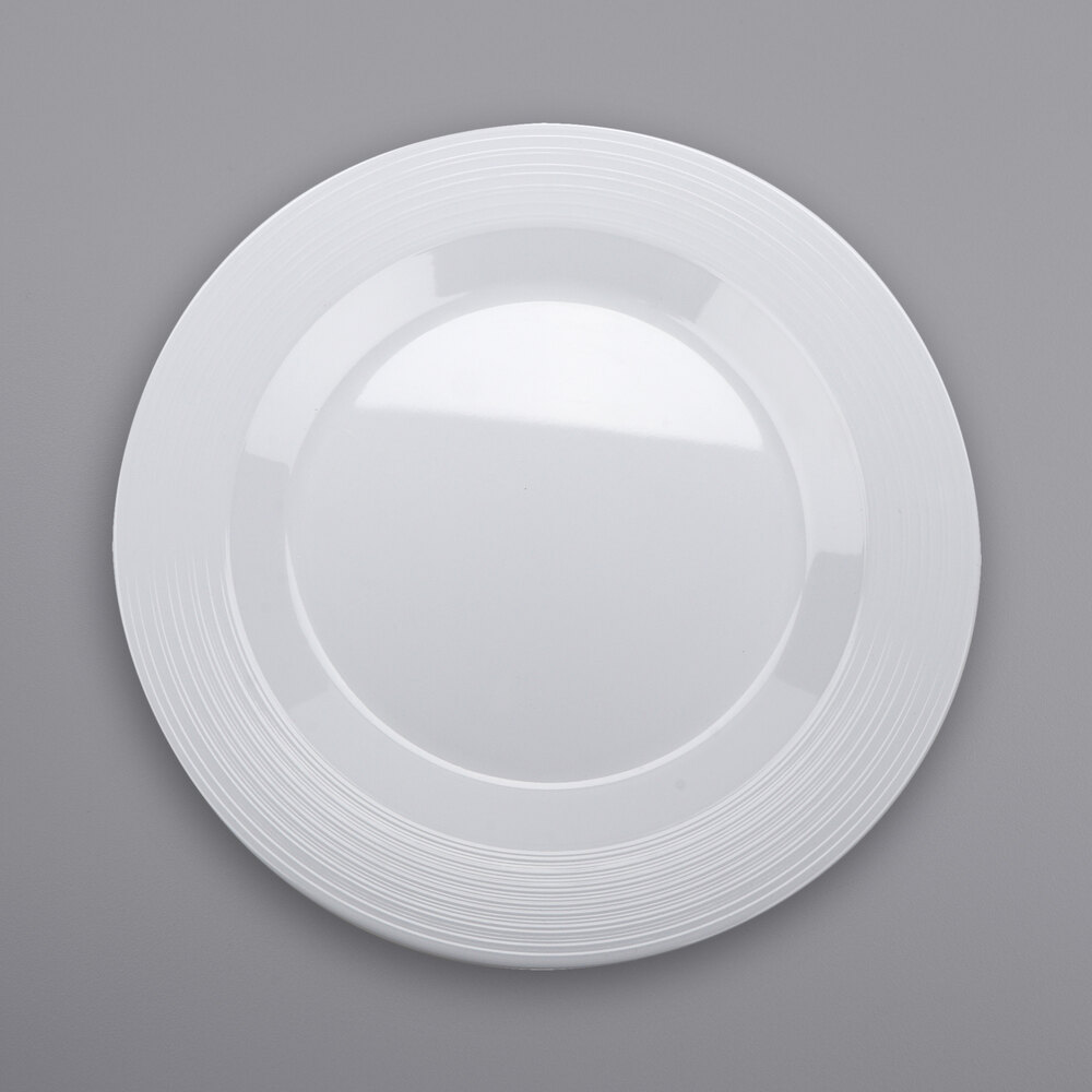 GET PT-12-MN-W Minski 12 1/2" White Glazed White Textured Rim Melamine Plate - 12/Case