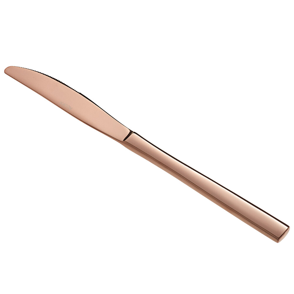 Acopa Phoenix Rose Gold 9 5/16" Stainless Steel Forged Dinner Knife - 12/Case