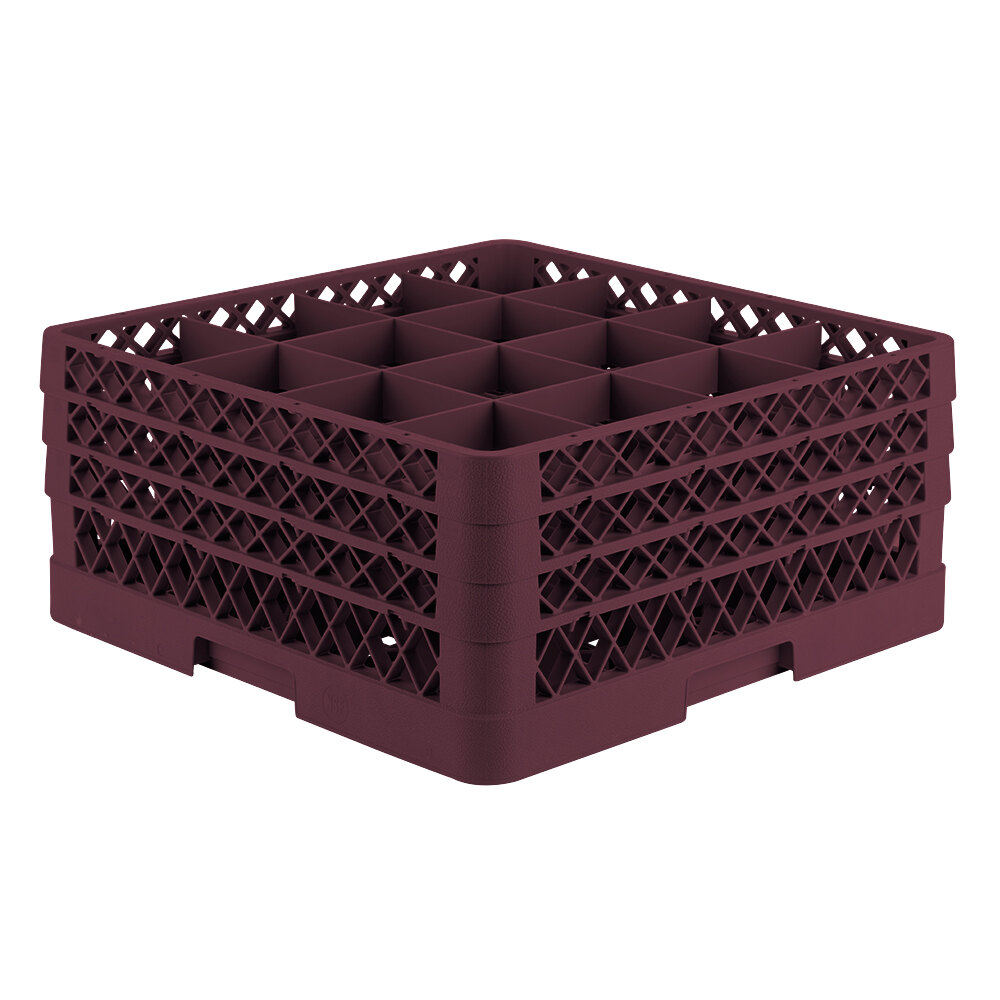 Vollrath TR8DDD Traex® Full-Size Burgundy 16-Compartment 7 7/8" Glass Rack
