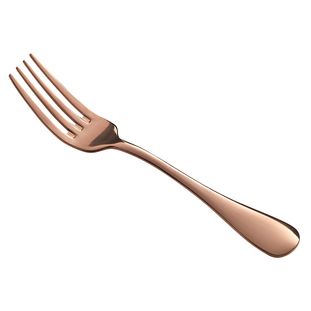 Acopa Vernon Rose Gold 7 1/2" 18/0 Stainless Steel Heavy Weight Dinner Fork - 12/Case