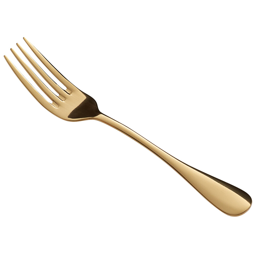 Acopa Vernon Gold 6 3/4" 18/0 Stainless Steel Heavy Weight Salad / Dessert Fork - 12/Case