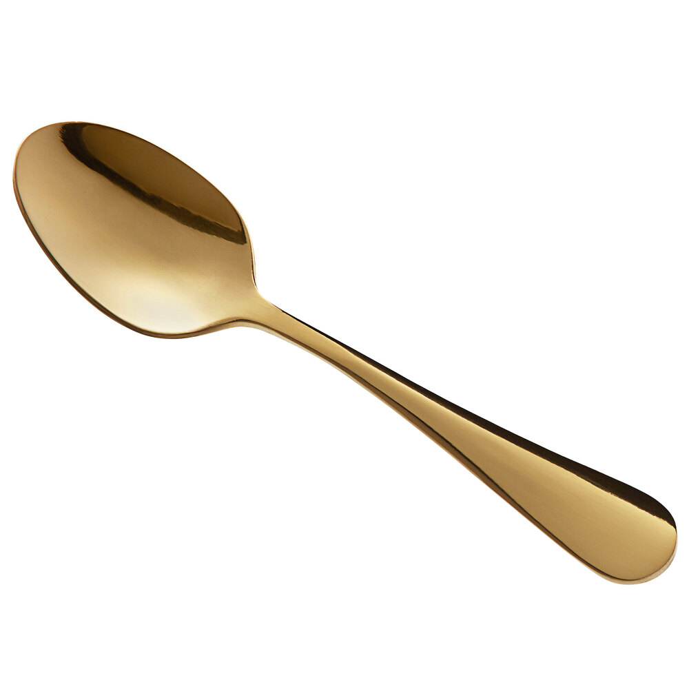 Acopa Vernon Gold 4 1/2" 18/0 Stainless Steel Heavy Weight Demitasse Spoon - 12/Case