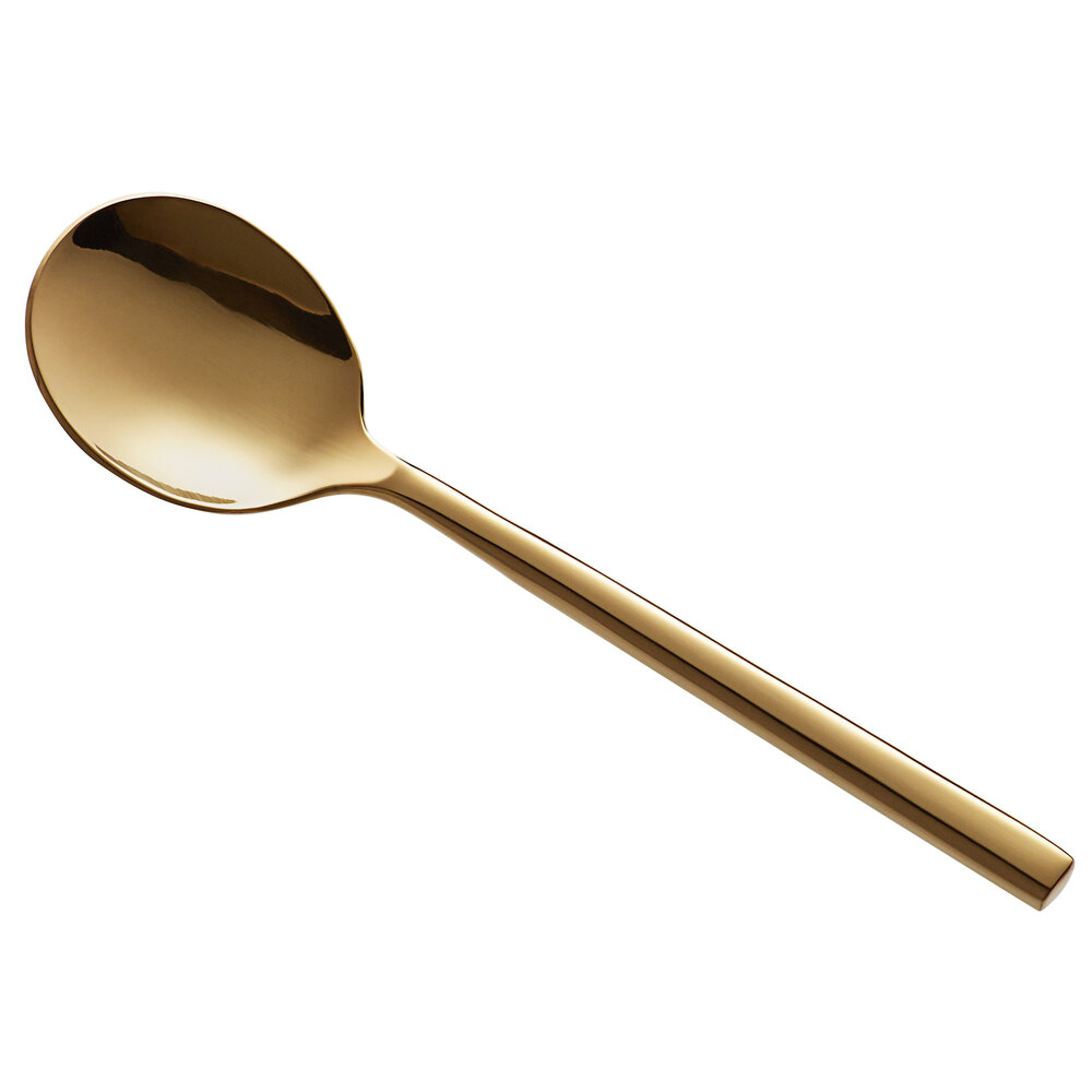 Acopa Phoenix Gold 6 1/4" 18/0 Stainless Steel Forged Bouillon Spoon - 12/Case
