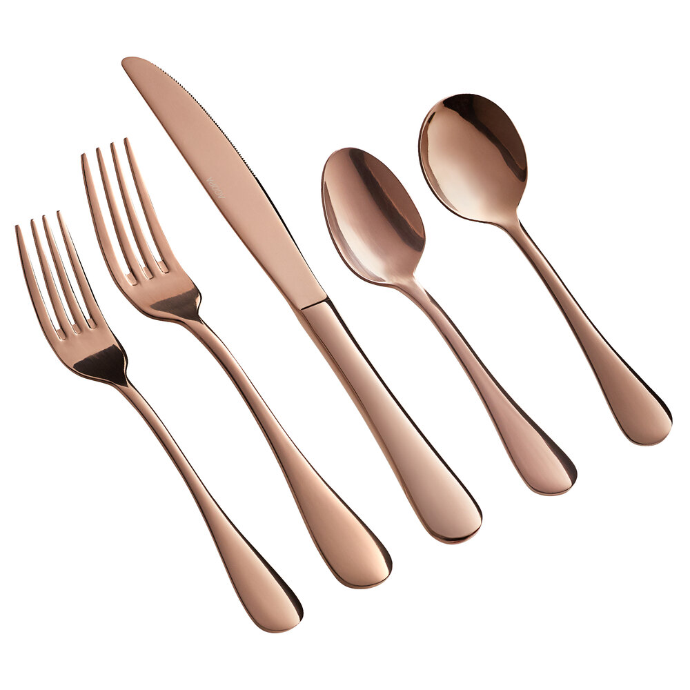 Acopa Vernon Rose Gold 18/0 Stainless Steel Heavy Weight Flatware Set with Service for 12 - 60/Case