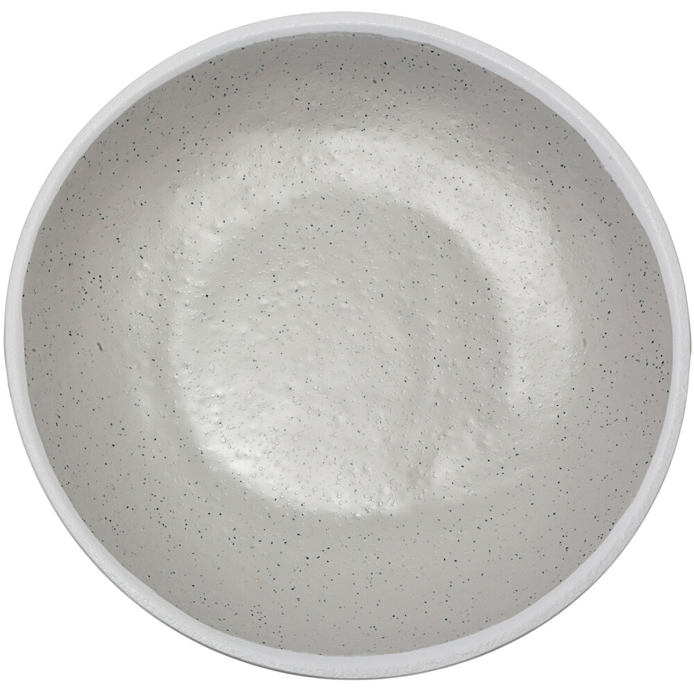 GET P-101-DVG Pottery Market 10 1/2" Glazed Grey Coupe Melamine Plate with White Trim - 12/Case
