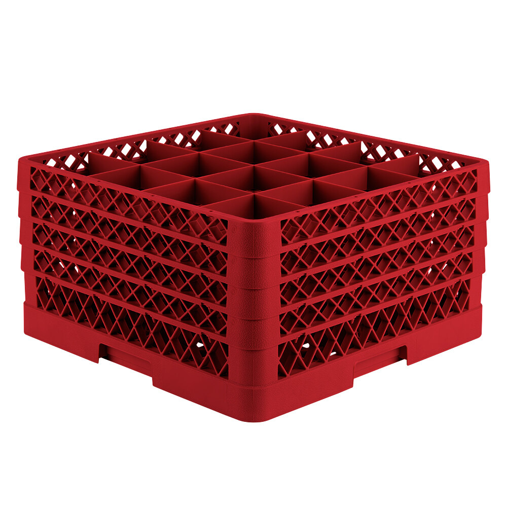 Vollrath TR8DDDD-02 Traex® Full-Size Red 16-Compartment 11" Glass Rack
