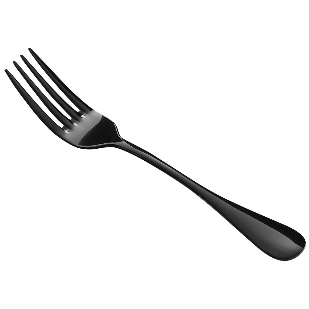Acopa Vernon Black 6 3/4" 18/0 Stainless Steel Heavy Weight Salad / Dessert Fork - 12/Case