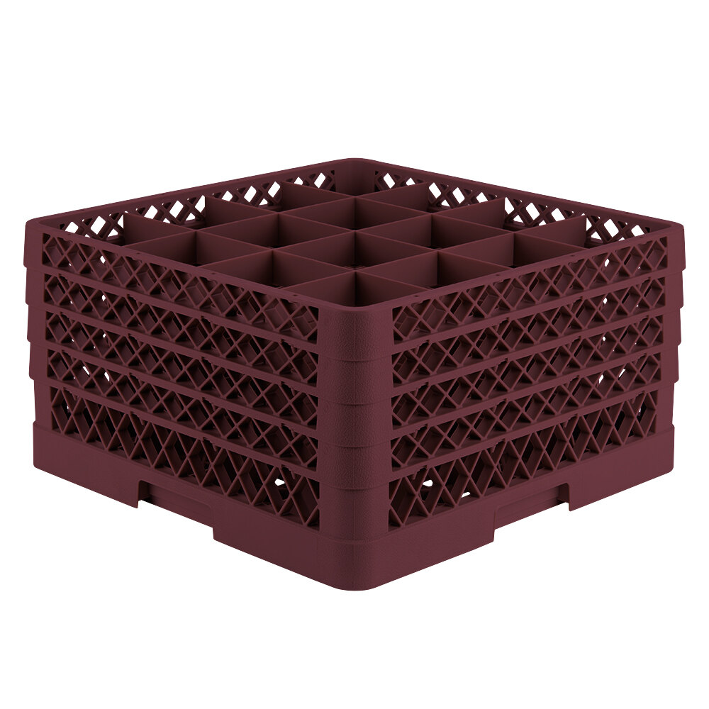 Vollrath TR8DDDD-21 Traex® Full-Size Burgundy 16-Compartment 11" Glass Rack