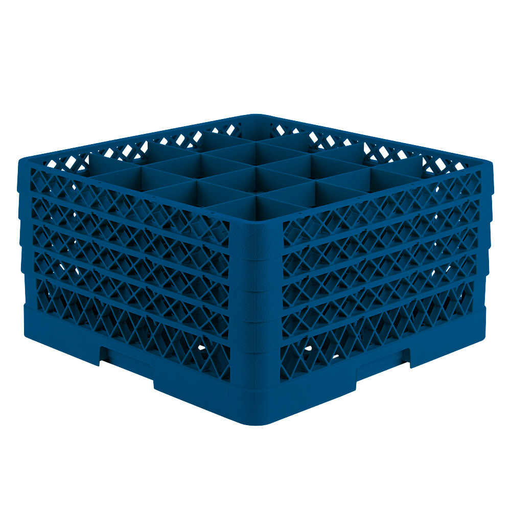 Vollrath TR8DDDD-44 Traex® Full-Size Royal Blue 16-Compartment 11" Glass Rack