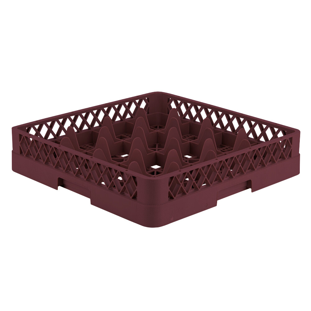 Vollrath TR8 Traex® Full-Size Burgundy 16-Compartment 3 1/4" Glass Rack