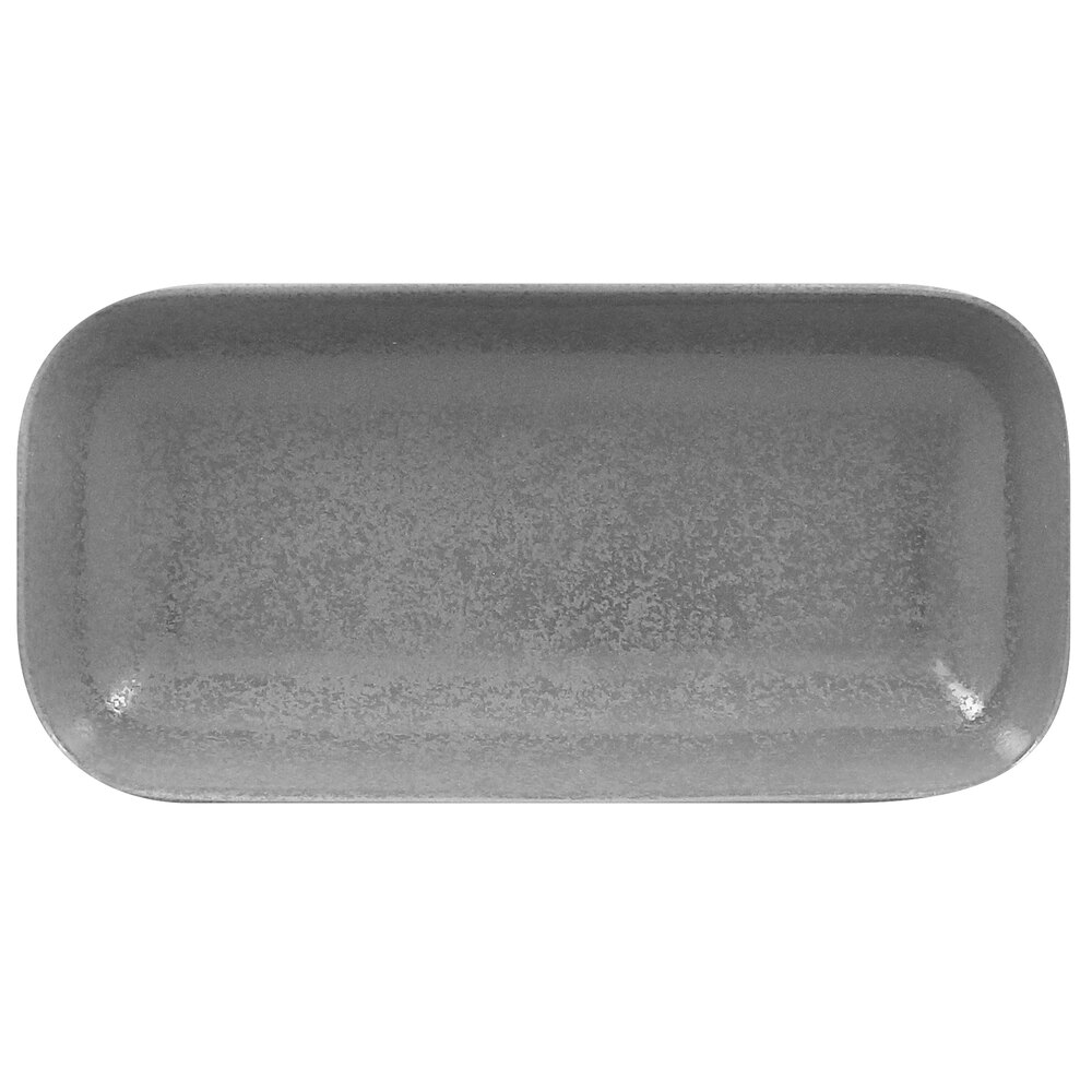 RAK Porcelain SHAURBM22 Shale 8 5/8" x 4 3/8" Grey Rectangular Porcelain Dish - 12/Case