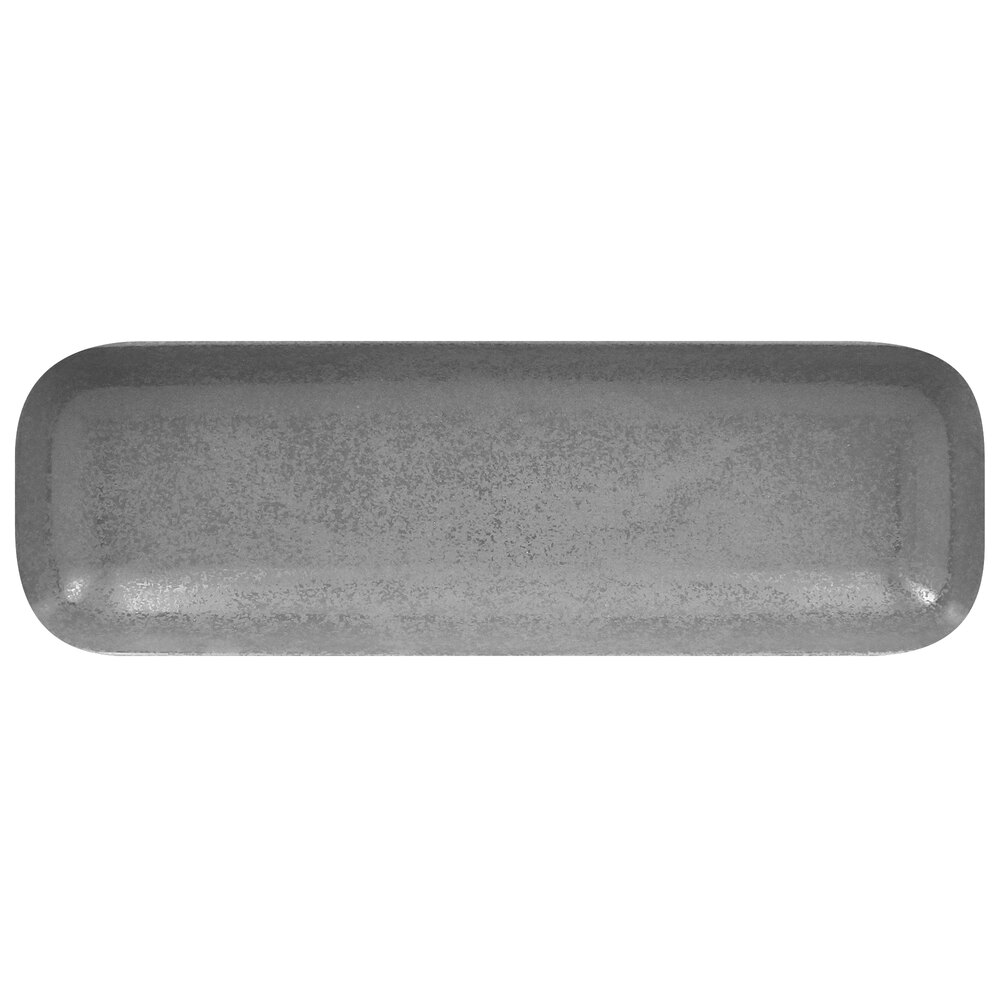 RAK Porcelain SHAURBN33 Shale 13" x 4 3/8" Grey Rectangular Porcelain Dish - 12/Case