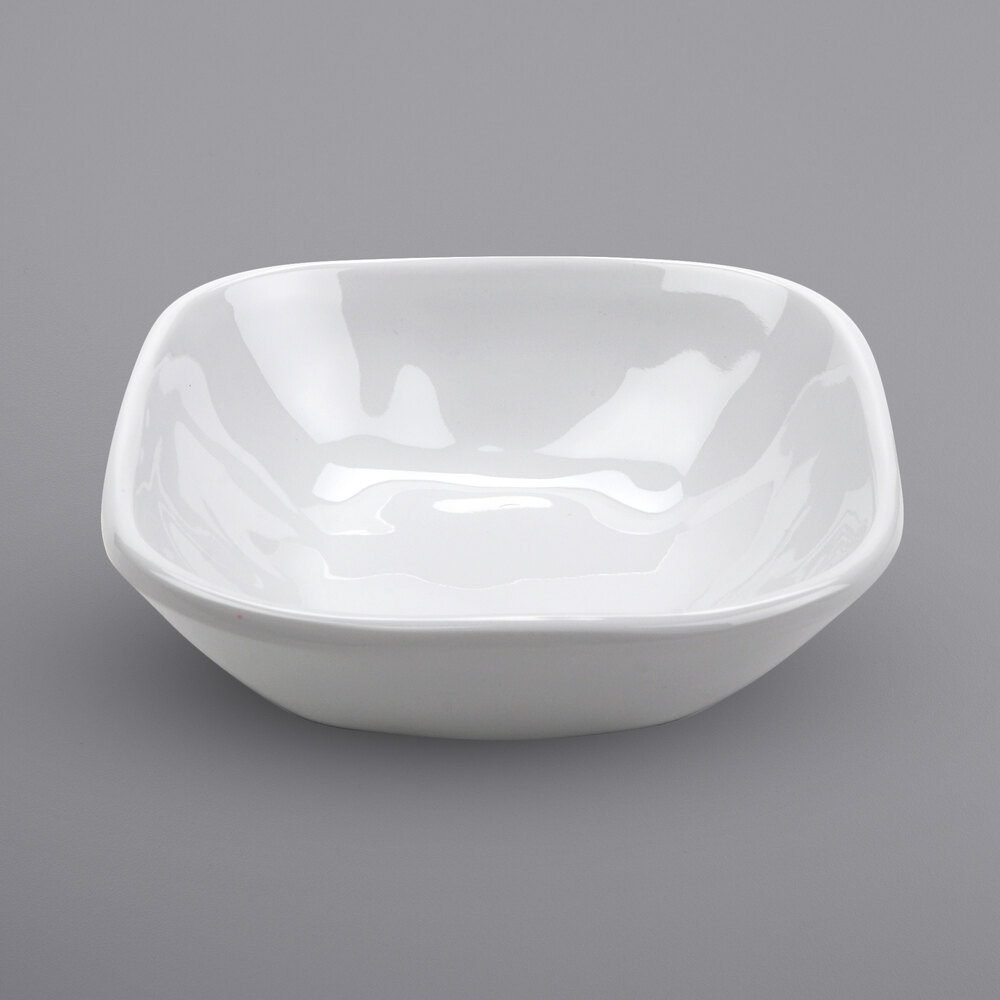 GET SB-5-AM-W Arctic Mill 5 oz. White Glazed Irregular Melamine Square Fruit Dish - 48/Case