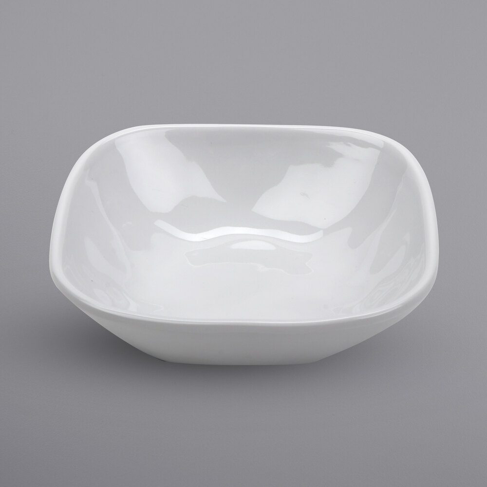 GET SB-14-AM-W Arctic Mill 14 oz. White Glazed Irregular Melamine Square Bowl - 24/Case