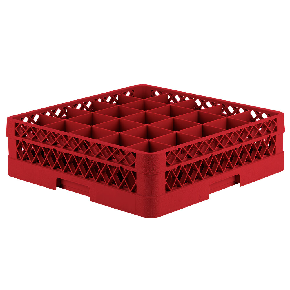 Vollrath TR6B Traex® Full-Size Red 25-Compartment 4 13/16" Glass Rack