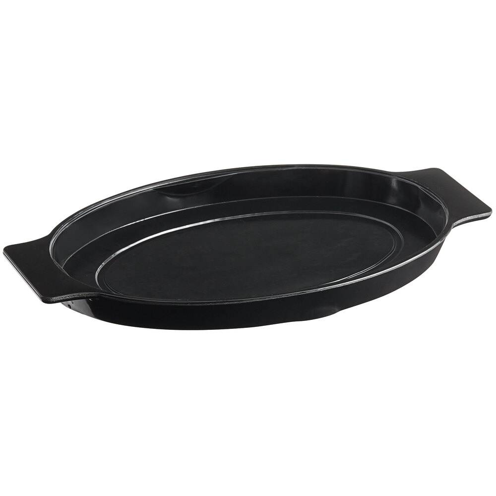 Choice 8" x 11 1/2" Oval Black Bakelite Thermal Underliner with Handles