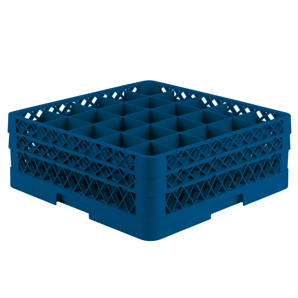 Vollrath TR6BB Traex® Full-Size Royal Blue 25-Compartment 6 3/8" Glass Rack