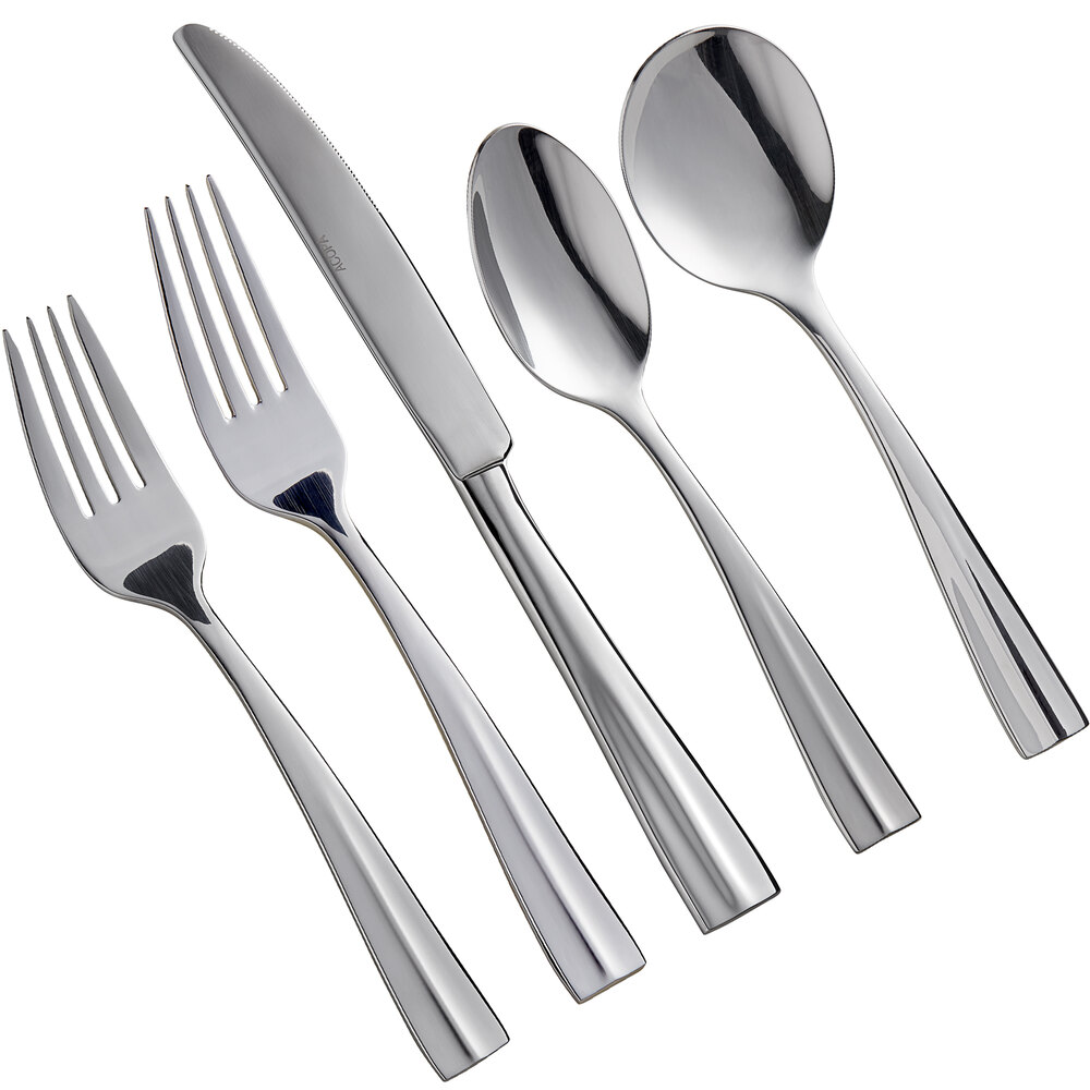 Acopa Ridge 18/0 Stainless Steel Heavy Weight Flatware 5 Piece Set - Sample