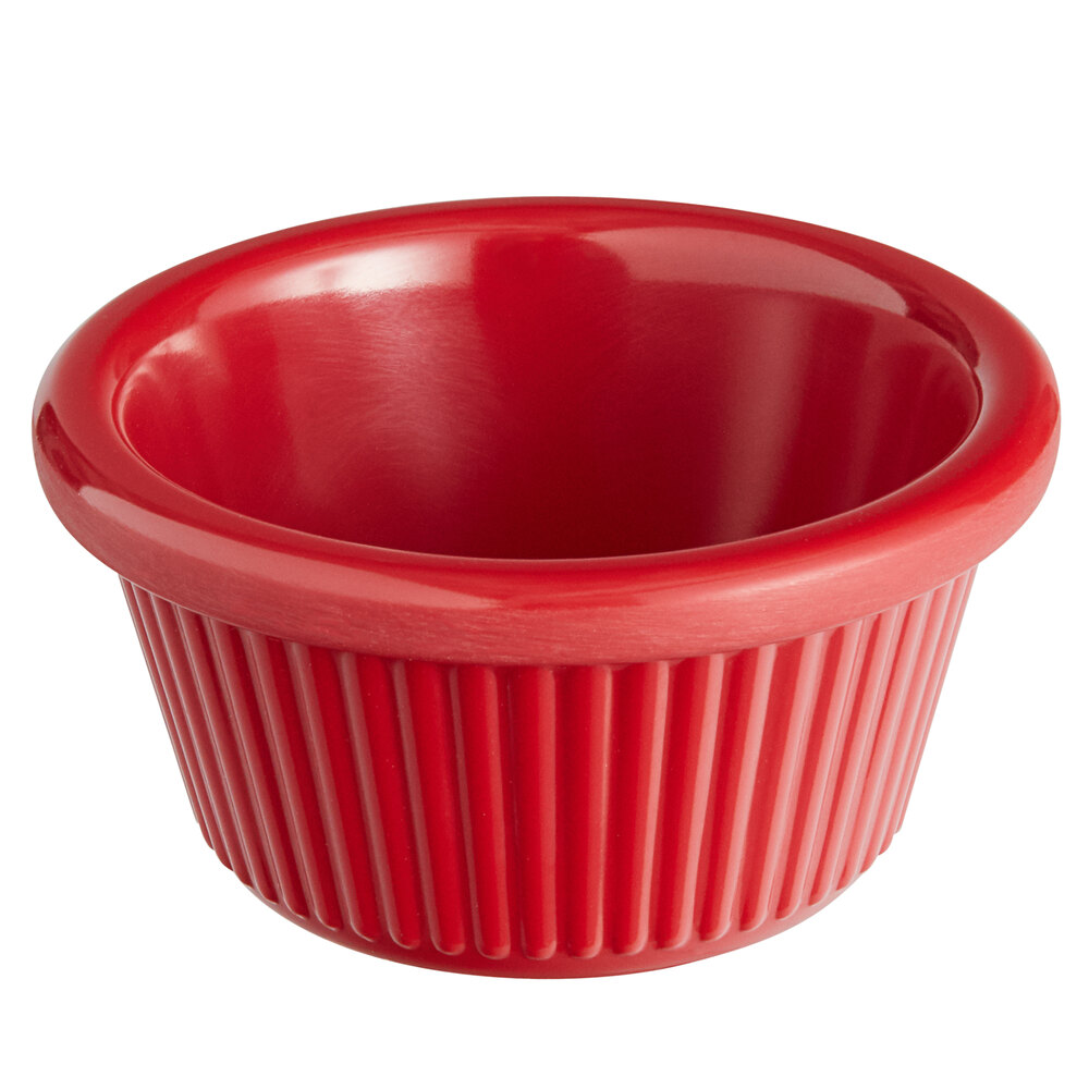 Acopa 2 oz. Red Fluted Melamine Ramekin - 12/Case